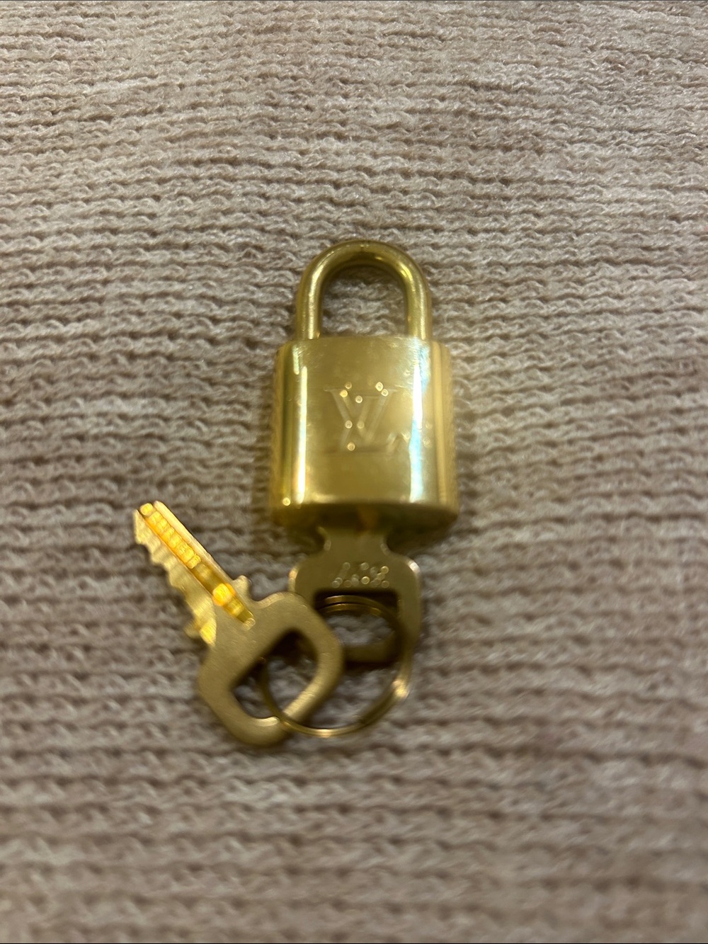 Louis Vuitton Gold-Tone Padlock W/LV Logo and Matching #327 Keys / Gently Used